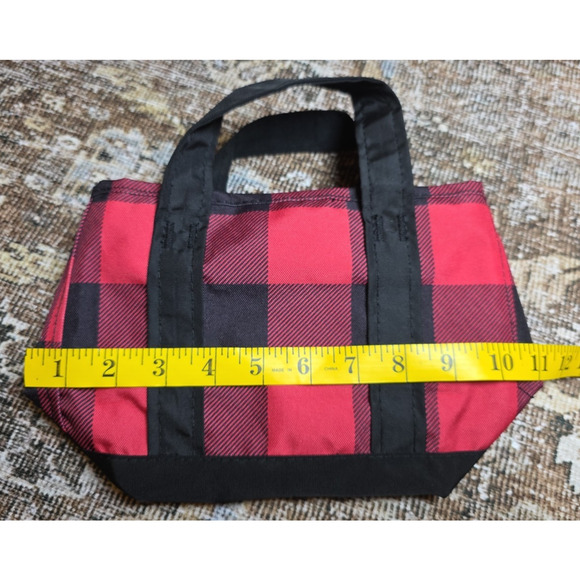L.L.Bean Red Black Buffalo Plaid Mini Tote Bag Purse Handbag Small Classic - Picture 3 of 7